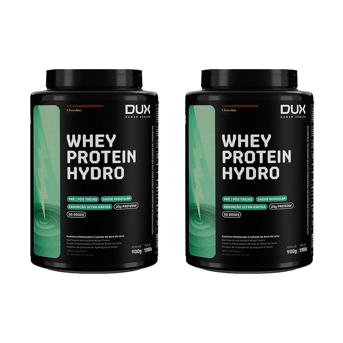 Kit 2X Whey Protein Hydro - 900g Chocolate - Dux Nutrition