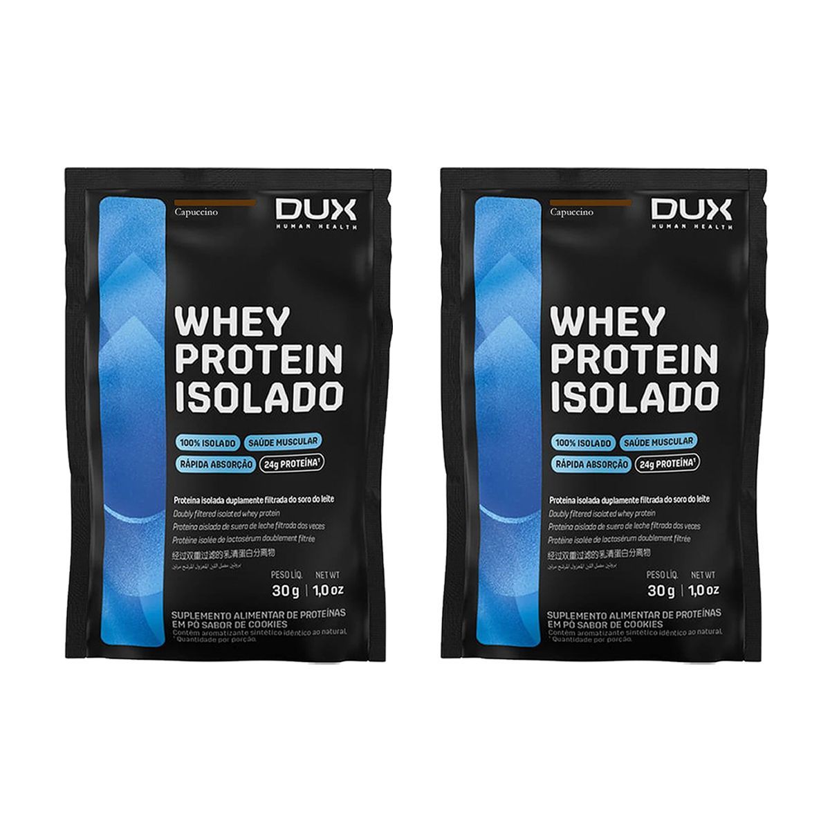 Kit 2X Whey Protein Isolado - 1 Sach� 27g  Cappuccino - Dux Nutrition