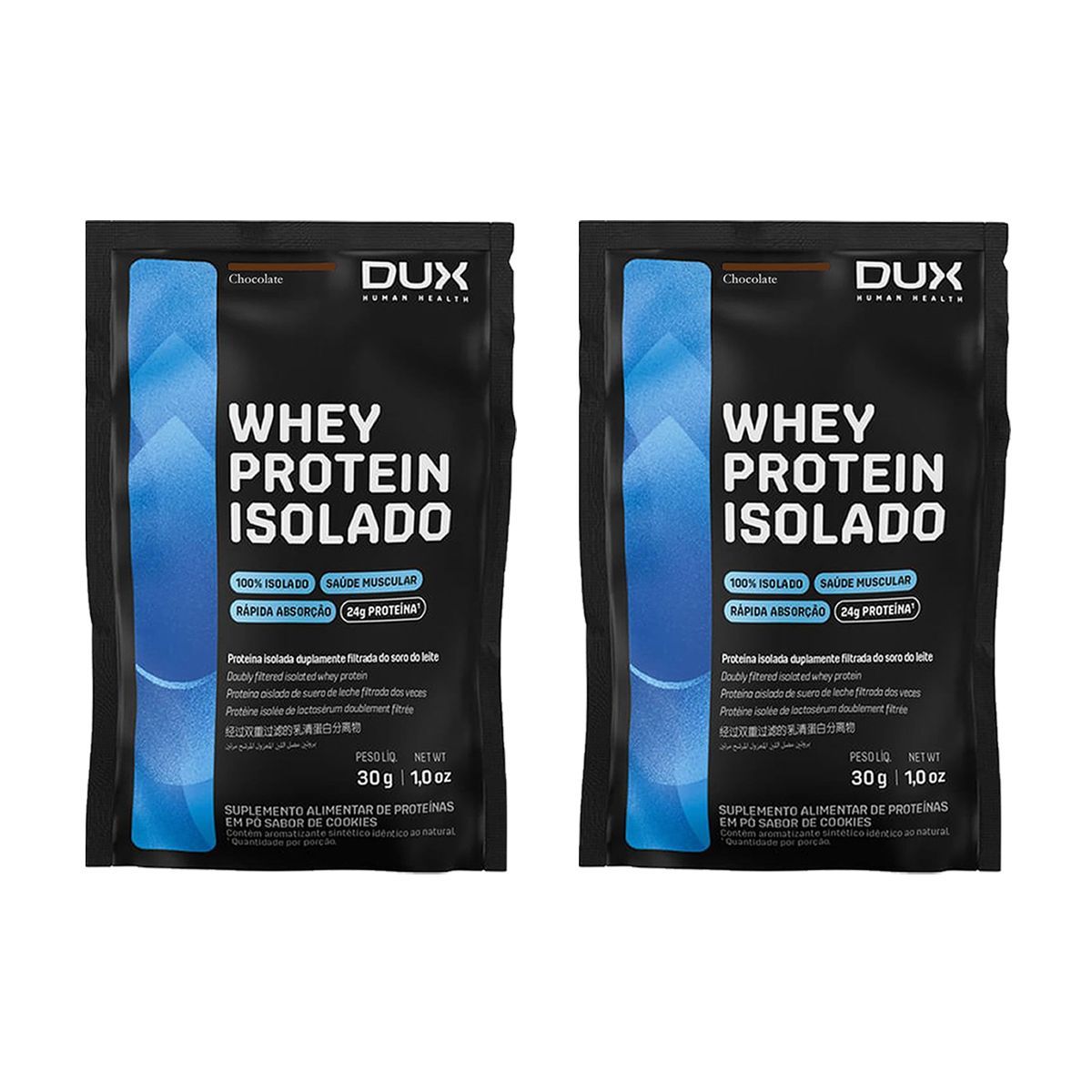 Kit 2X Whey Protein Isolado - 1 Sach� 27g  Chocolate - Dux Nutrition