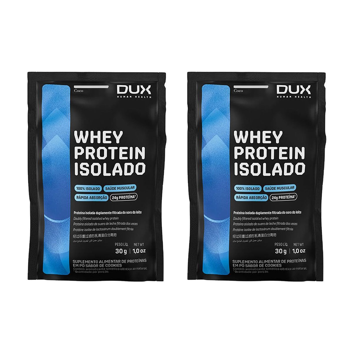 Kit 2X Whey Protein Isolado - 1 Sach� 27g  Coco - Dux Nutrition