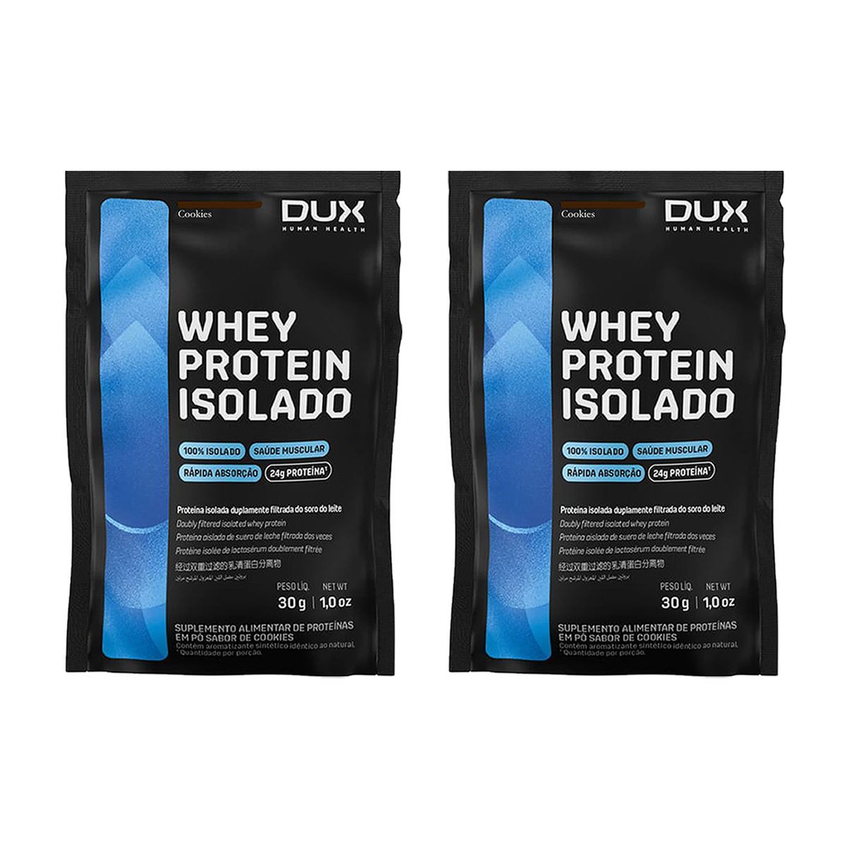Kit 2X Whey Protein Isolado - 1 Sach� 27g  Cookies - Dux Nutrition