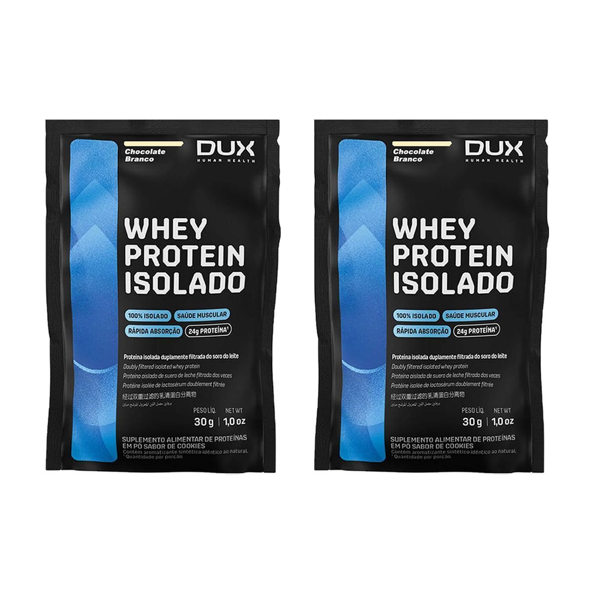 Kit 2X Whey Protein Isolado - 1 Sach� 30g Chocolate Branco - Dux Nutrition
