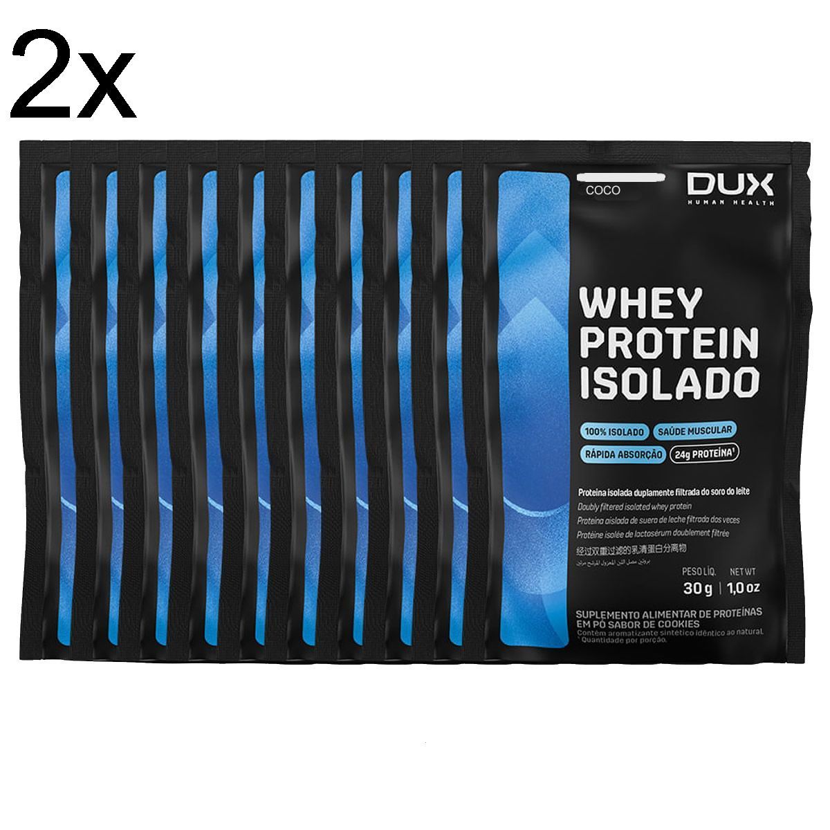 Kit 2X Whey Protein Isolado - 10 Sach�s 29g Coco - Dux Nutrition