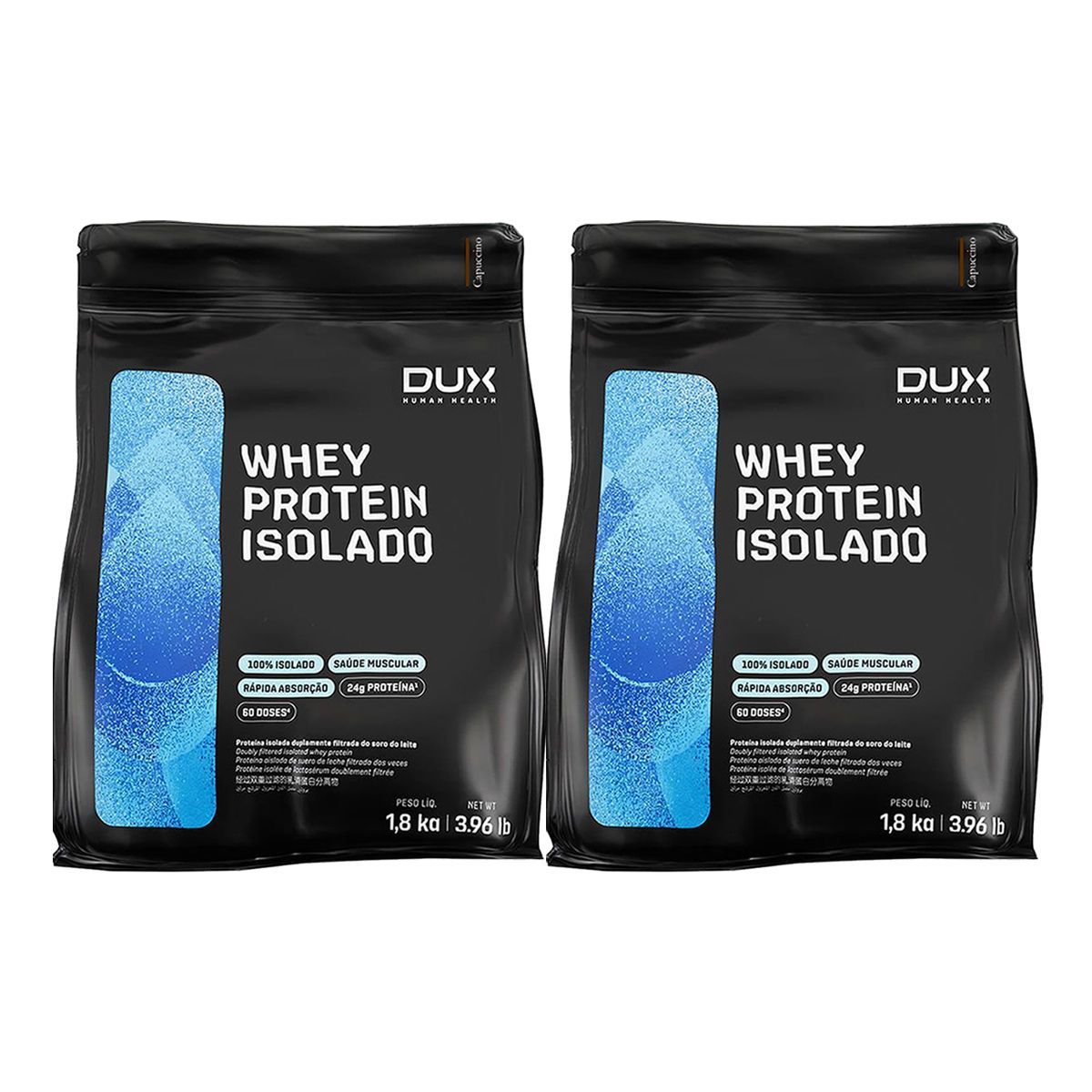 Kit 2X Whey Protein Isolado - 1800g Refil Cappuccino - Dux Nutrition