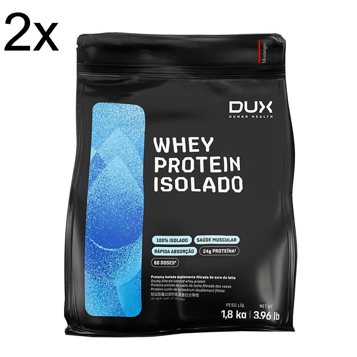 Kit 2X Whey Protein Isolado - 1800g Refil Morango - Dux Nutrition