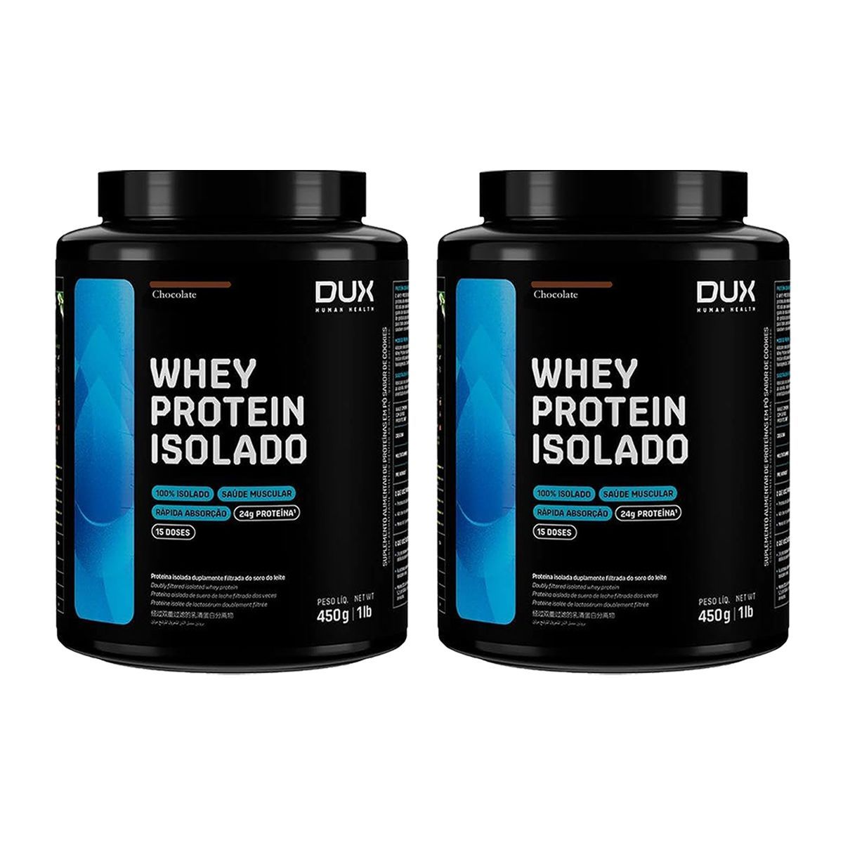 Kit 2X Whey Protein Isolado - 450g Chocolate - Dux Nutrition