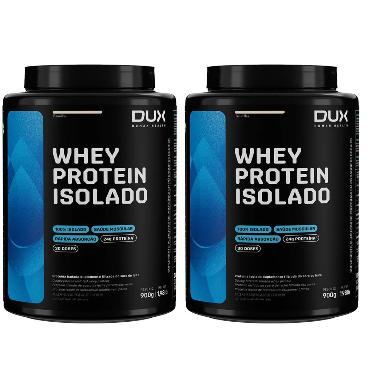Kit 2X Whey Protein Isolado - 900g Baunilha - Dux Nutrition