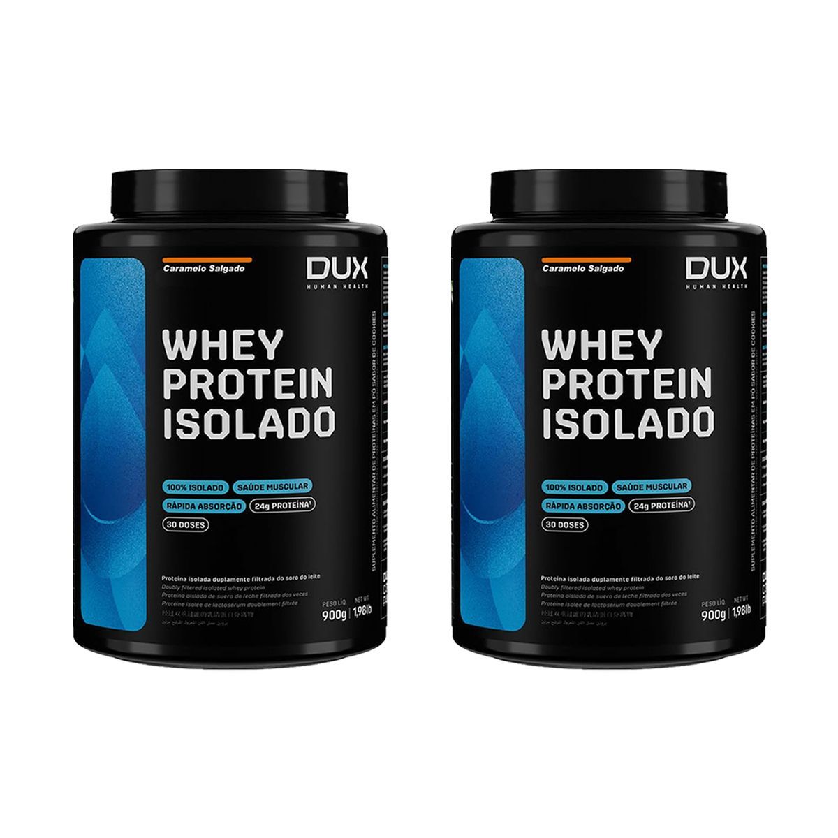 Kit 2X Whey Protein Isolado - 900g Caramelo Salgado - Dux Human Healt