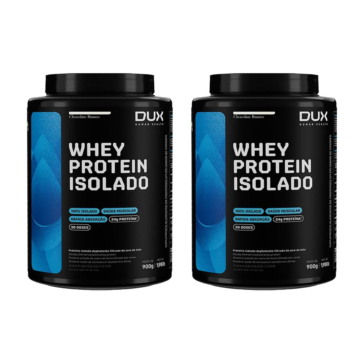 Kit 2X Whey Protein Isolado - 900g Chocolate Branco - Dux Nutrition