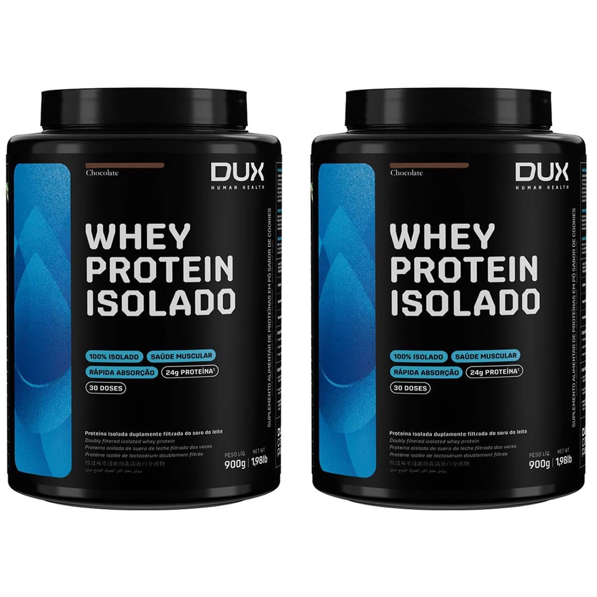 Kit 2X Whey Protein Isolado - 900g Chocolate - Dux Nutrition