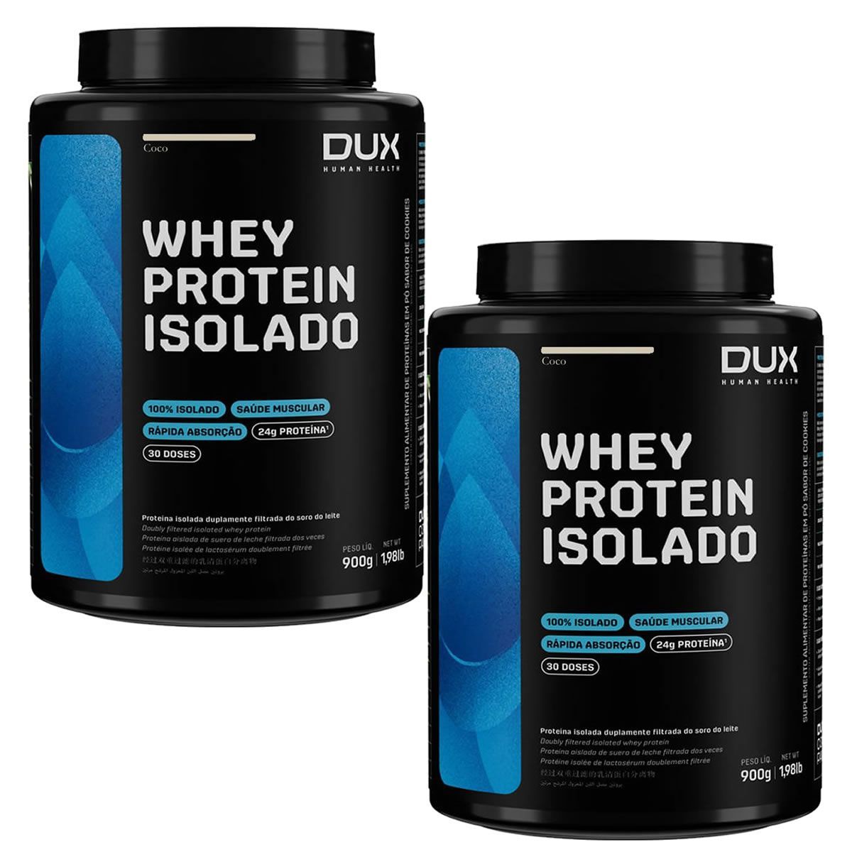 Kit 2X Whey Protein Isolado - 900g Coco - Dux Nutrition