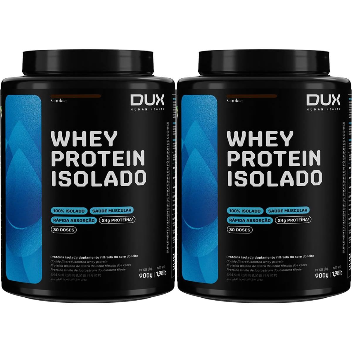 Kit 2X Whey Protein Isolado - 900g Cookies - Dux Nutrition
