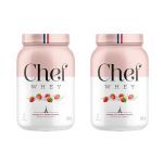 Kit 2X Whey Protein Sem Lactose - 907g Morango com Chantily - Chef Whey