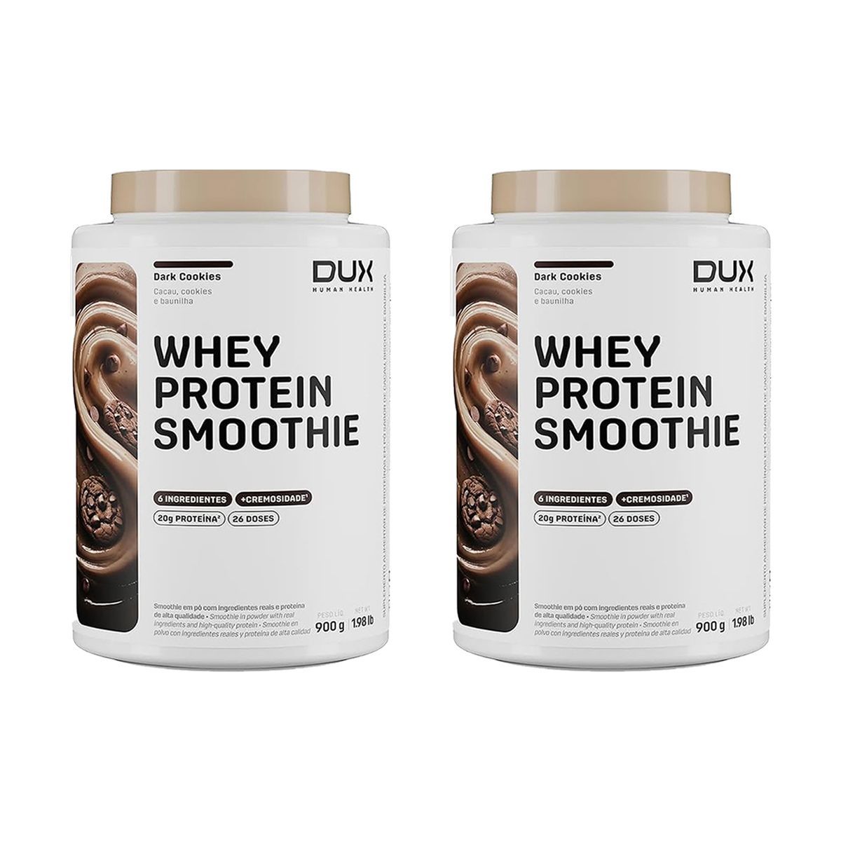 Kit 2X Whey Protein Smoothie - 900g Dark Cookies - Dux Human Healt