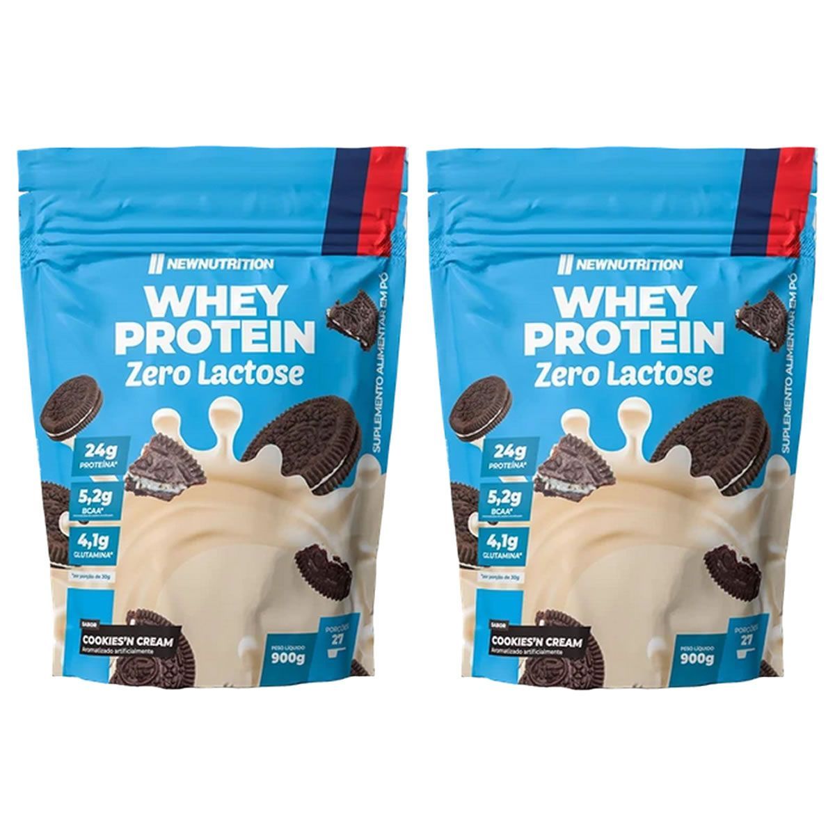 Kit 2X Whey Protein Zero Lactose - 900g Refil Cookies and Cream - NewNutrition