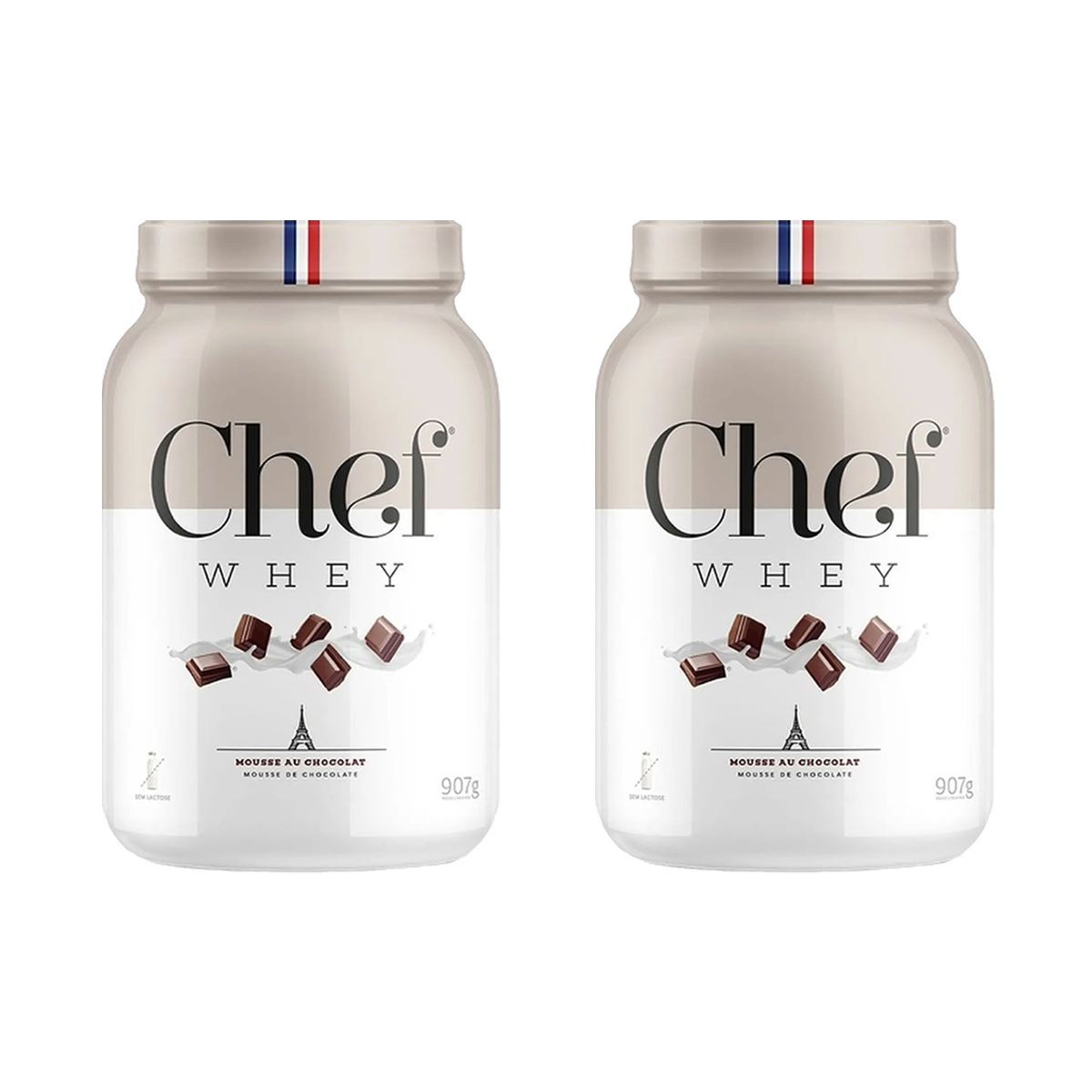 Kit 2X Whey Protein Zero Lactose - 907g Mousse de Chocolate - Chef Whey