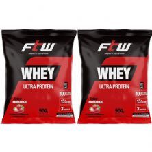 Kit 2X Whey Ultra Protein - 900g Refil Morango - FTW