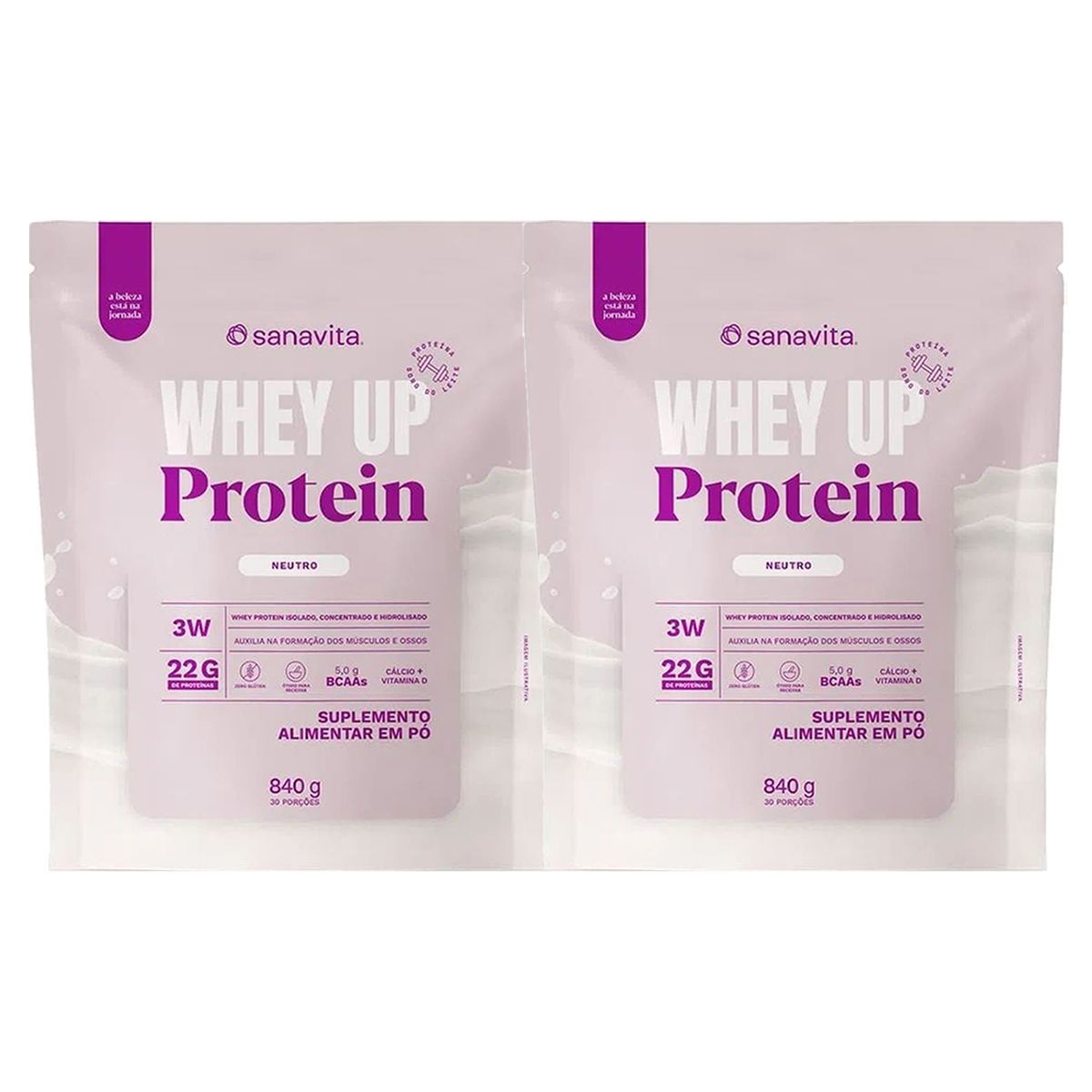Kit 2X Whey Up 3W - 840g Neutro - Sanavita
