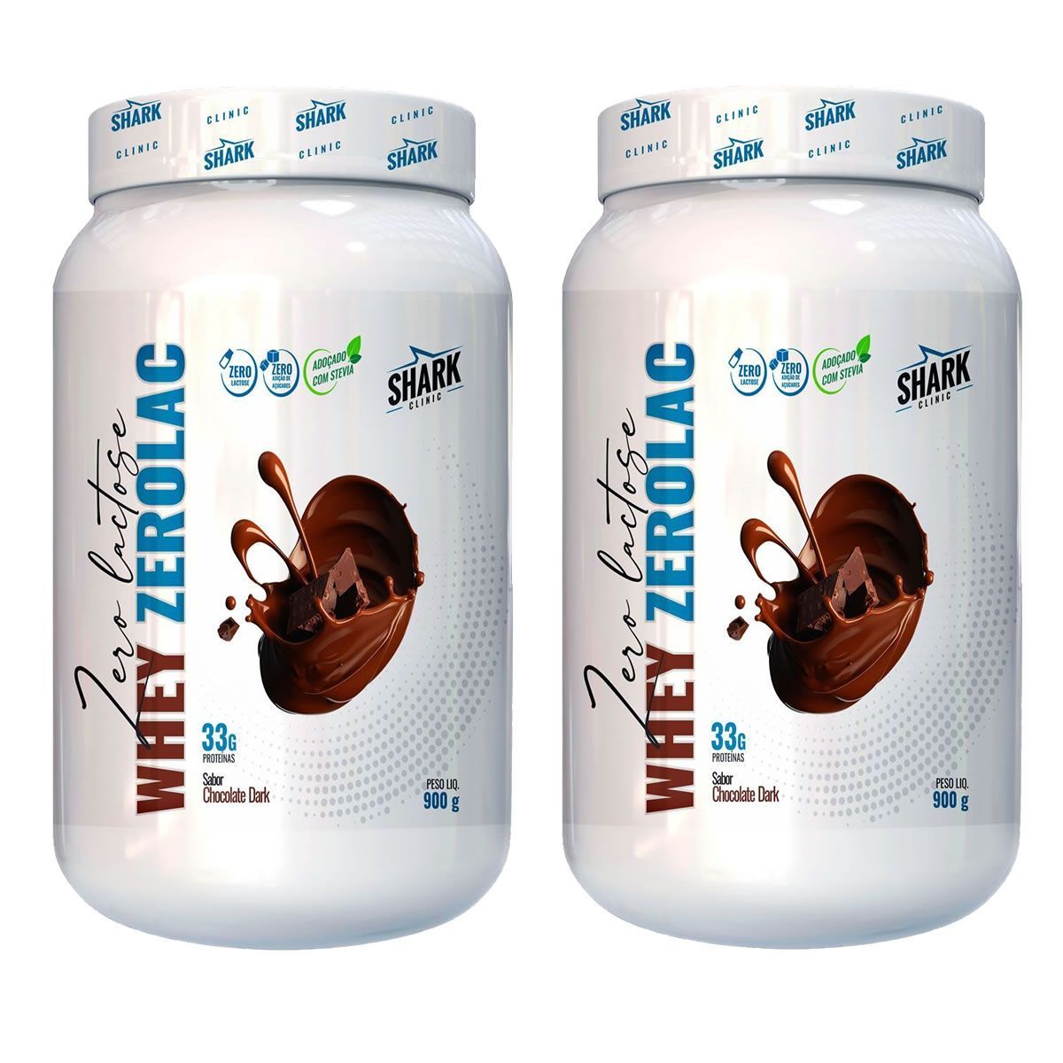 Kit 2X Whey ZeroLac - 900g Chocolate Dark - Shark Clinic