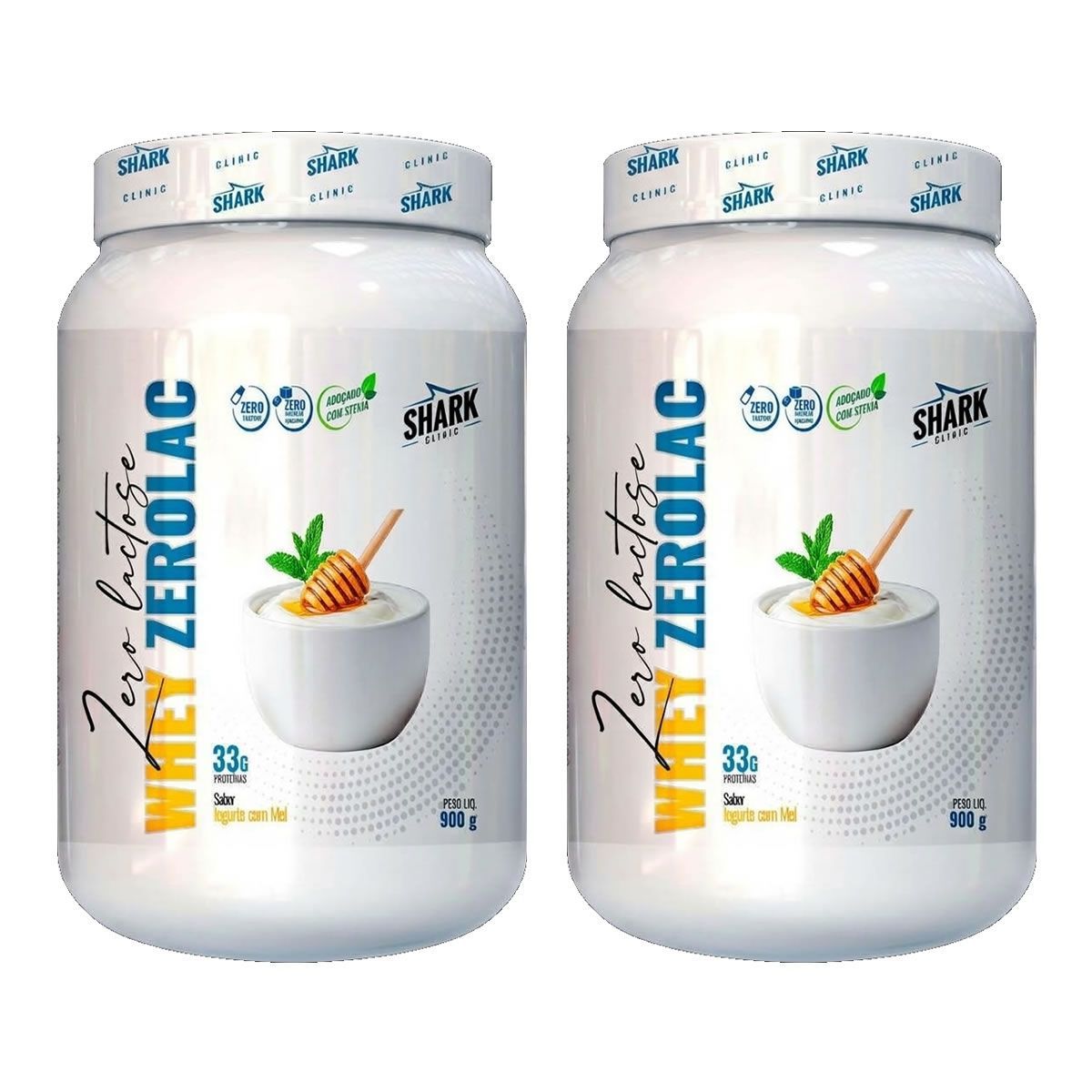 Kit 2X Whey ZeroLac - 900g Iogurte com Mel - Shark Clinic