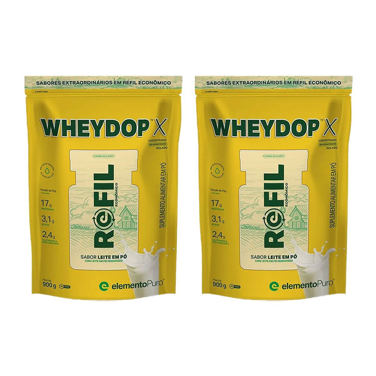 Kit 2X WheyDop X - 900g Refil Leite em P� - ElementoPuro