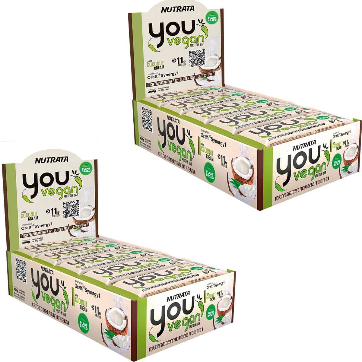 Kit 2X You Vegan Protein Bar - 10 Unidades 40g Coconut Cream - Nutrata