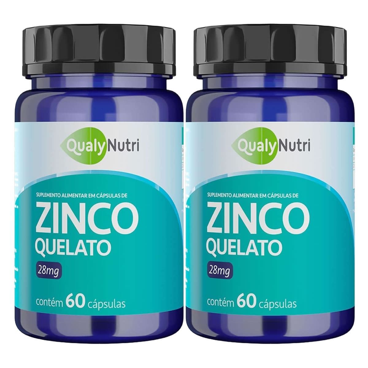 Kit 2X Zinco Quelato 28mg - 60 C�psulas - QualyNutri