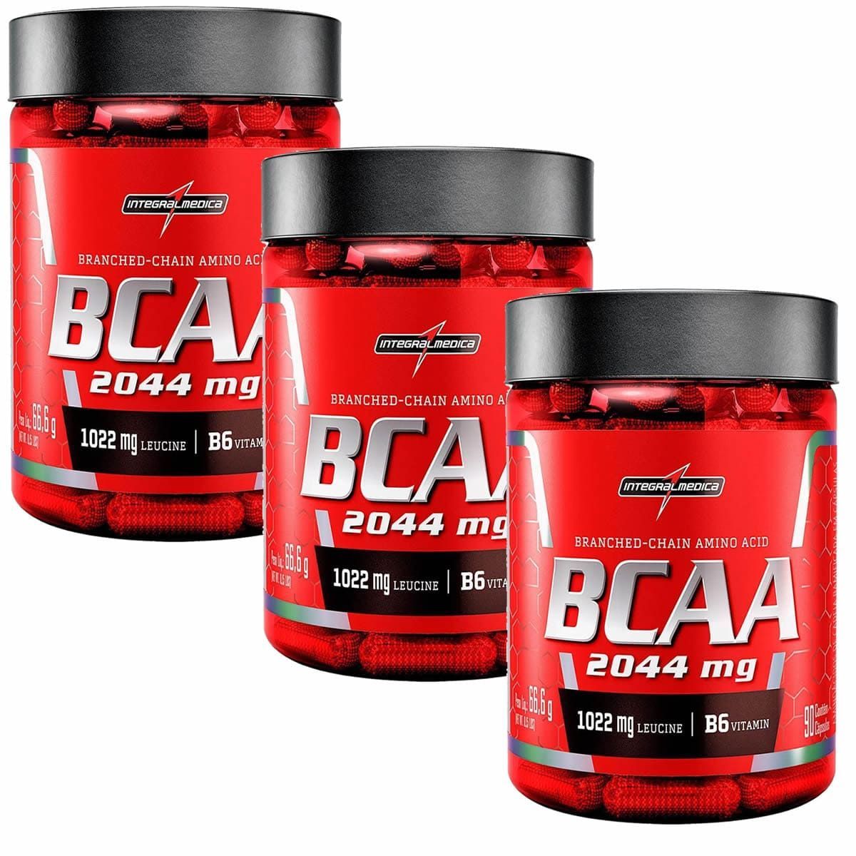 Kit 3X BCAA 2044 mg - 90 C�psulas (270 caps) - Integral M�dica