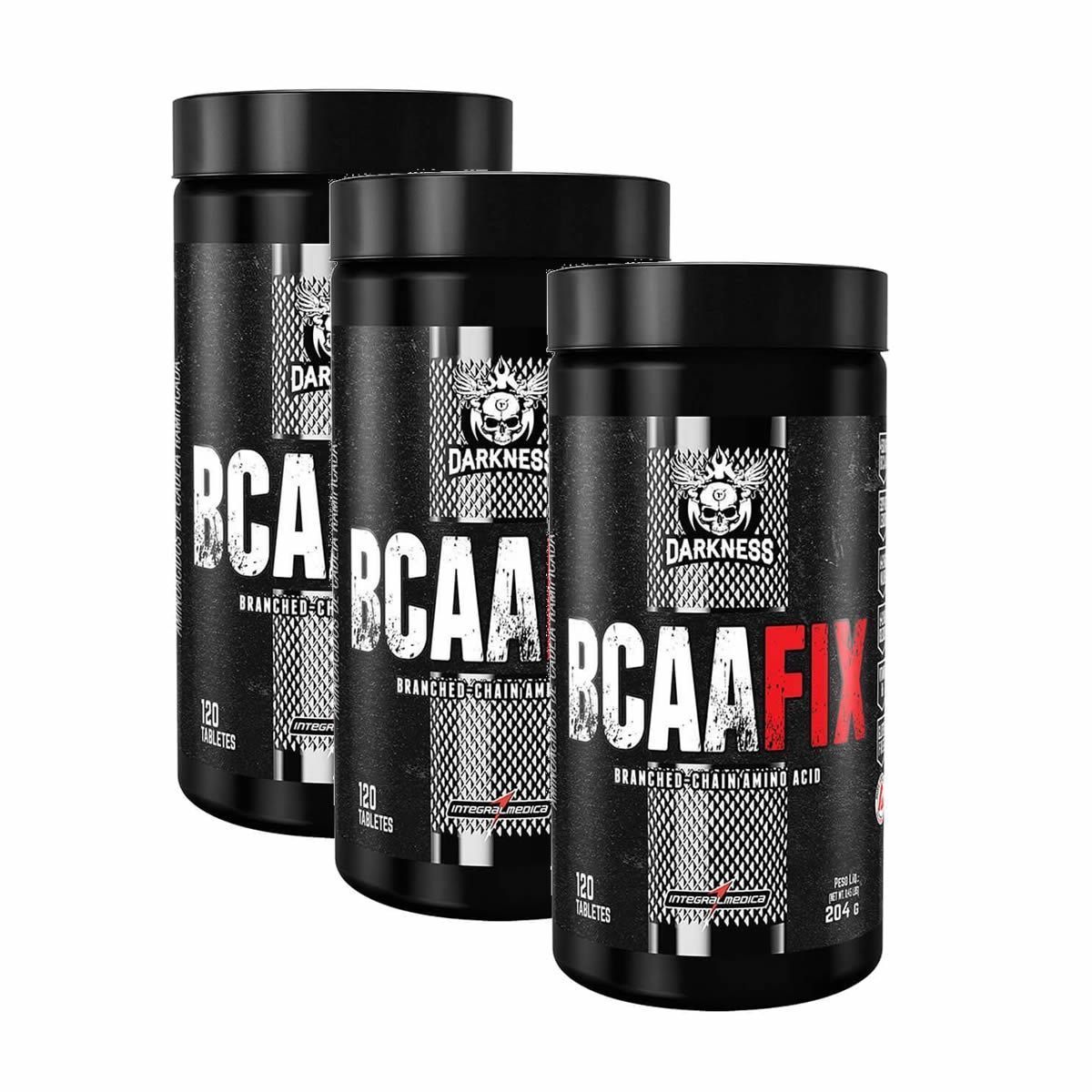 Kit 3 - Bcaa Fix Darkness - 120 Tabletes - Integralm�dica