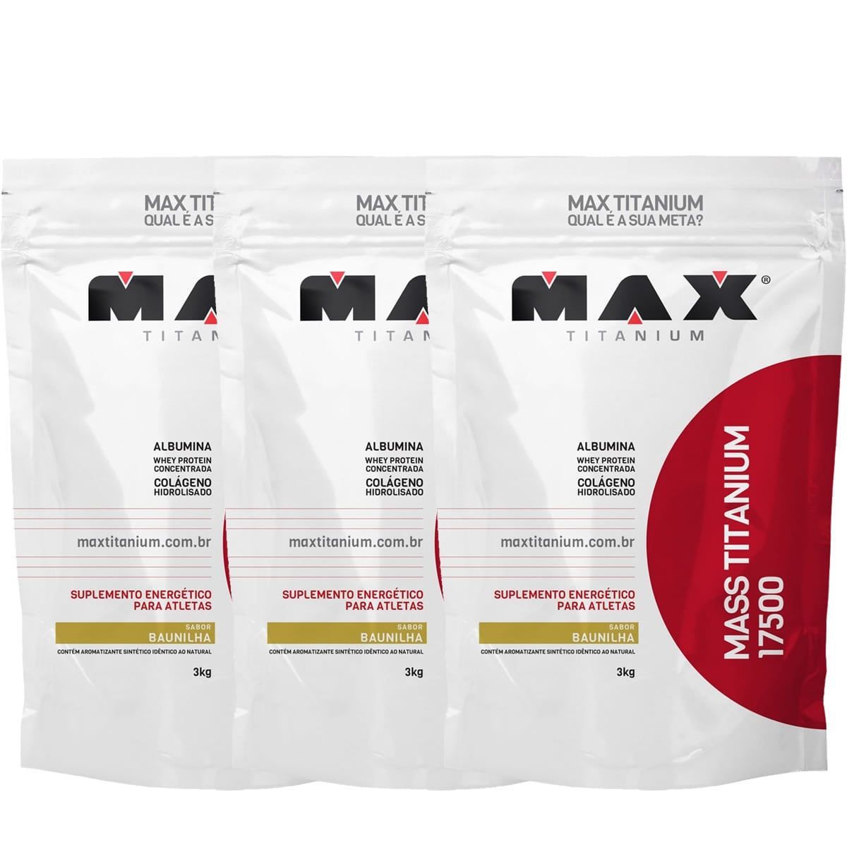 Kit 3 Mass 17500 - 3000g Baunilha - Max Titanium