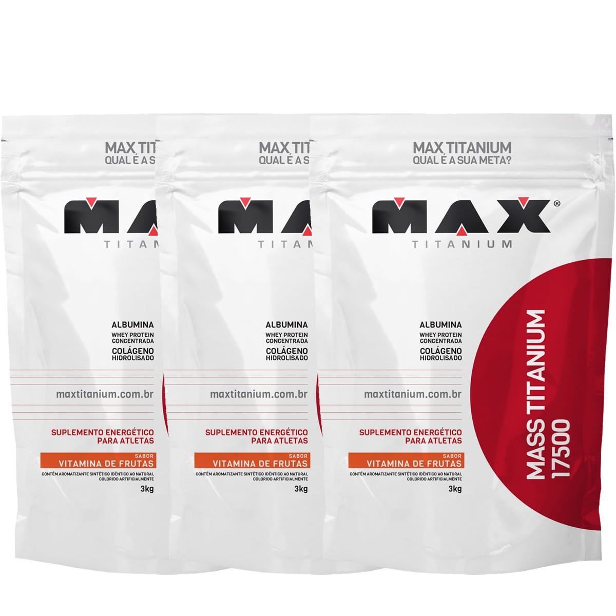 Kit 3 Mass 17500 - 3000g Vit. Frutas - Max Titanium