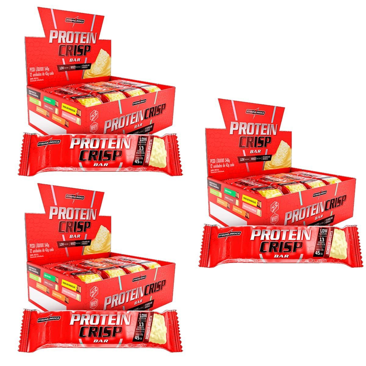Kit 3 Protein Crisp Bar - 12 Unidades 45g Romeu e Julieta - IntegralM�dica