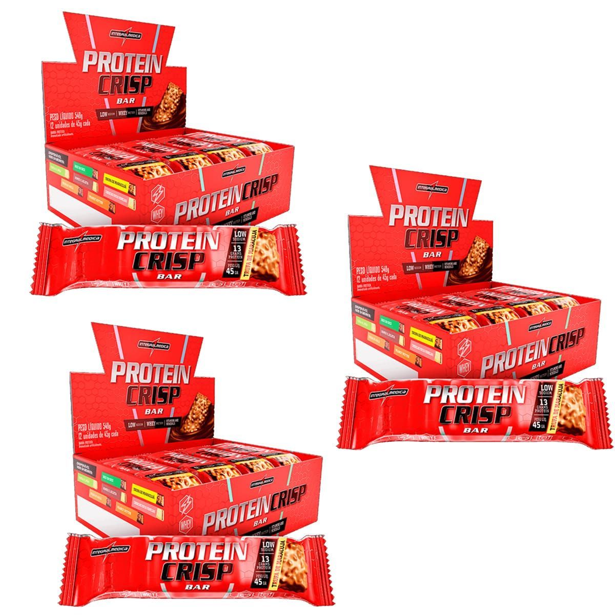 Kit 3 Protein Crisp Bar - 12 Unidades 45g Trufa de Maracuj� - IntegralM�dica