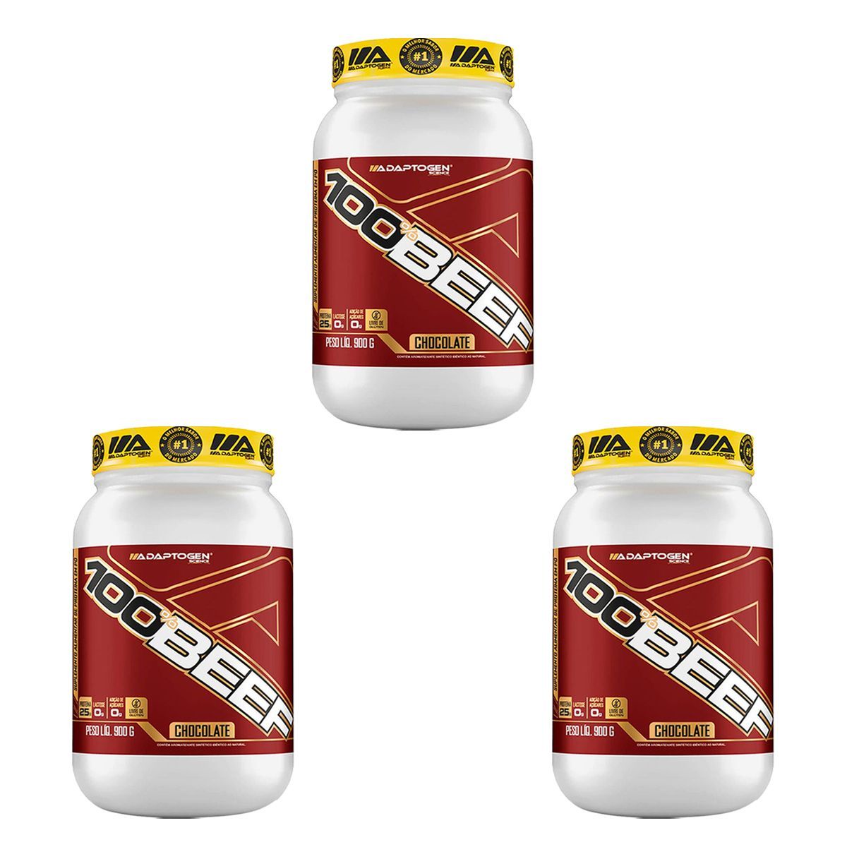 Kit 3X 100% Beef - 900g Chocolate - Adaptogen