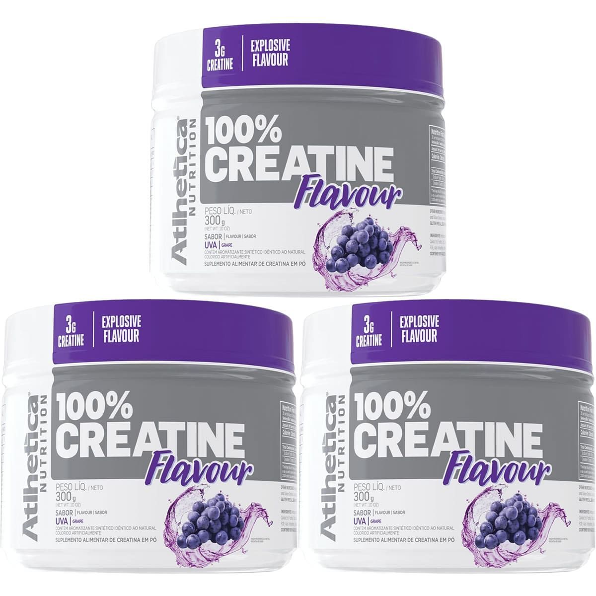 Kit 3X 100% Creatine Flavour - 300g Uva - Atlhetica Nutrition