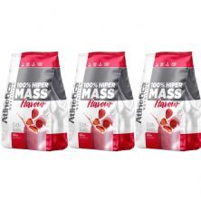 Kit 3X 100% Hiper Mass Flavour - 2500g Morango - Atlhetica Nutrition