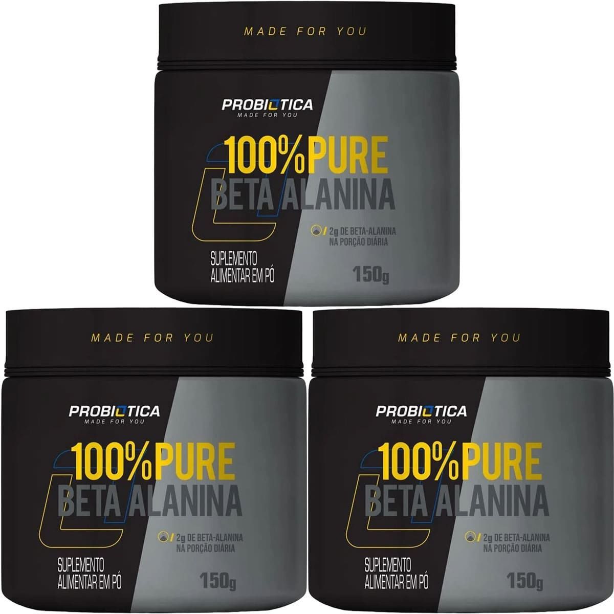 Kit 3X 100% Pure Beta Alanina - 150g - Probi�tica