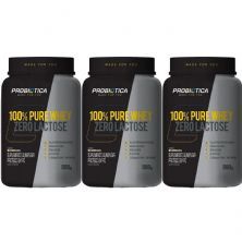 Kit 3X 100% Pure Whey Zero Lactose - Baunilha 900g - Probi�tica