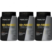 Kit 3X 100% Pure Whey Zero Lactose - Chocolate 900g - Probi�tica