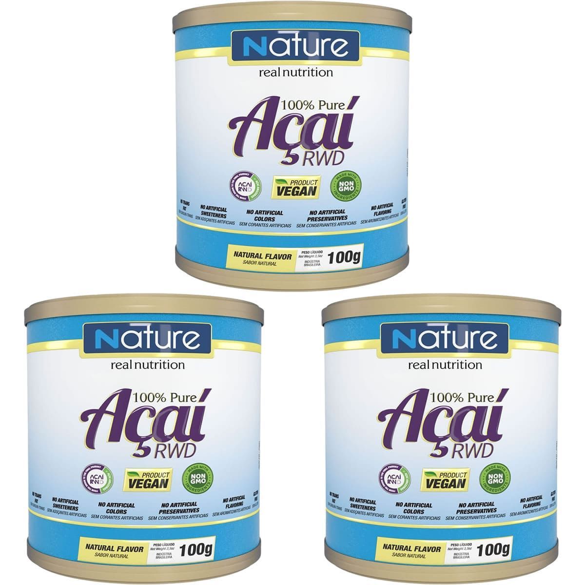 Kit 3X 100% Puro A�a� - 100g - Nutrata