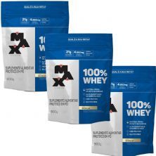 Kit 3X 100% Whey - 900g Refil Baunilha - Max Titanium