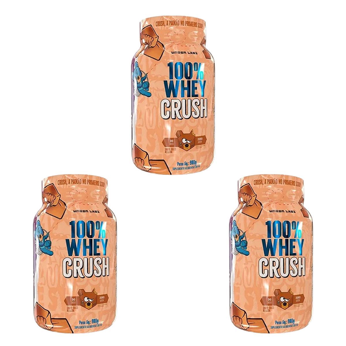 Kit 3X 100% Whey Crush - 900g Dulce de Leche - Under Labz