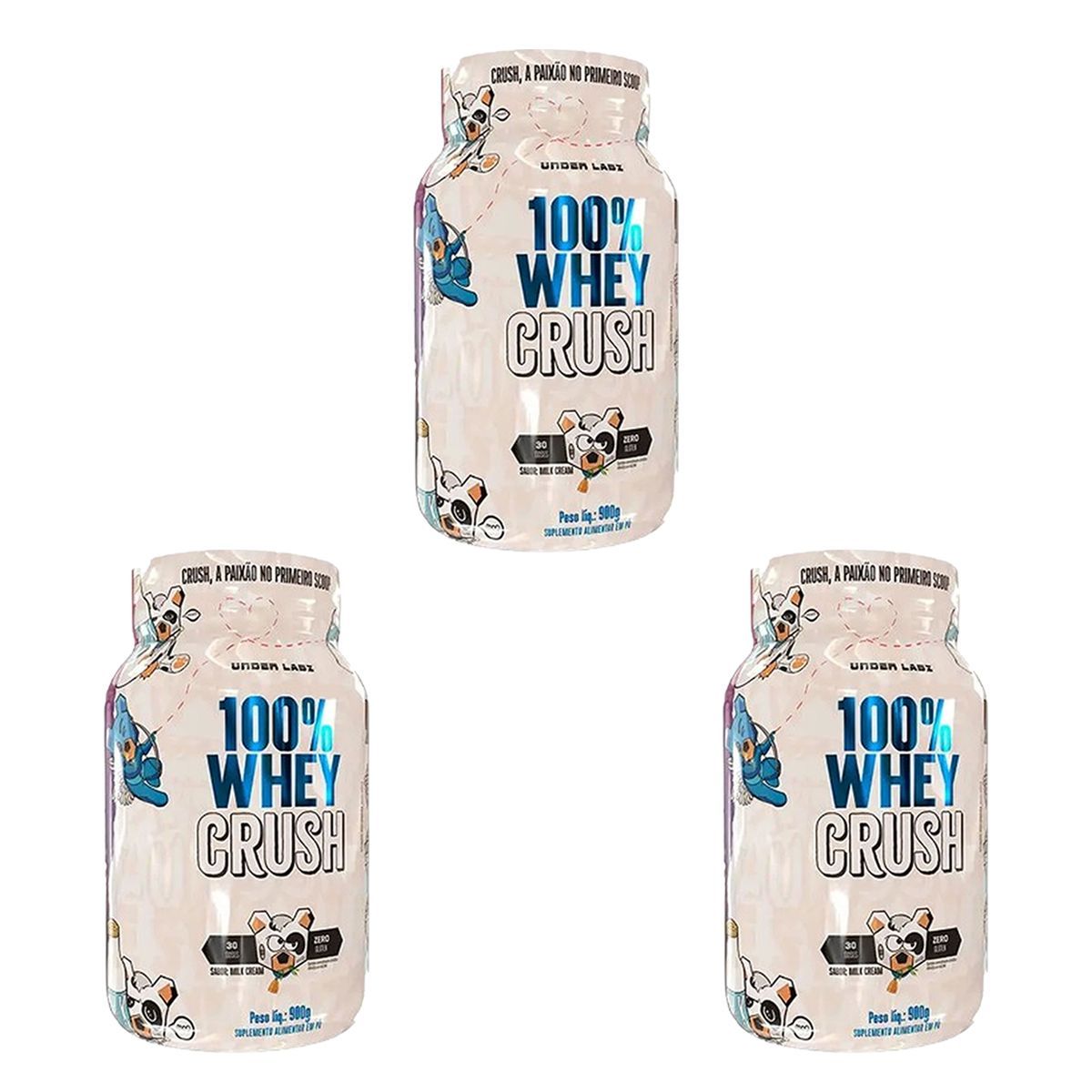 Kit 3X 100% Whey Crush - 900g Milk Cream - Under Labz