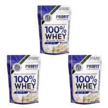 Kit 3X 100% Whey Quality Concentrate Protein - 900g Refil Leite Nino - Profit