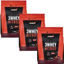 Kit 3X 3Whey Nitro 2 - 900g Refil Chocolate - New Millen