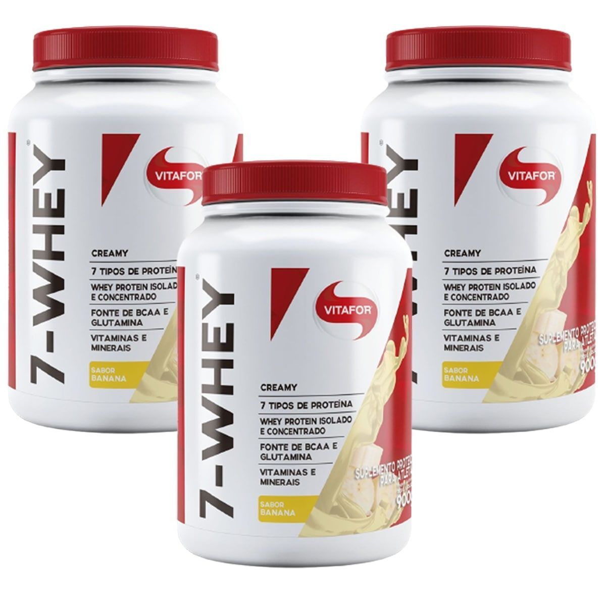 Kit 3X 7 Whey Creamy - 900g Banana - Vitafor