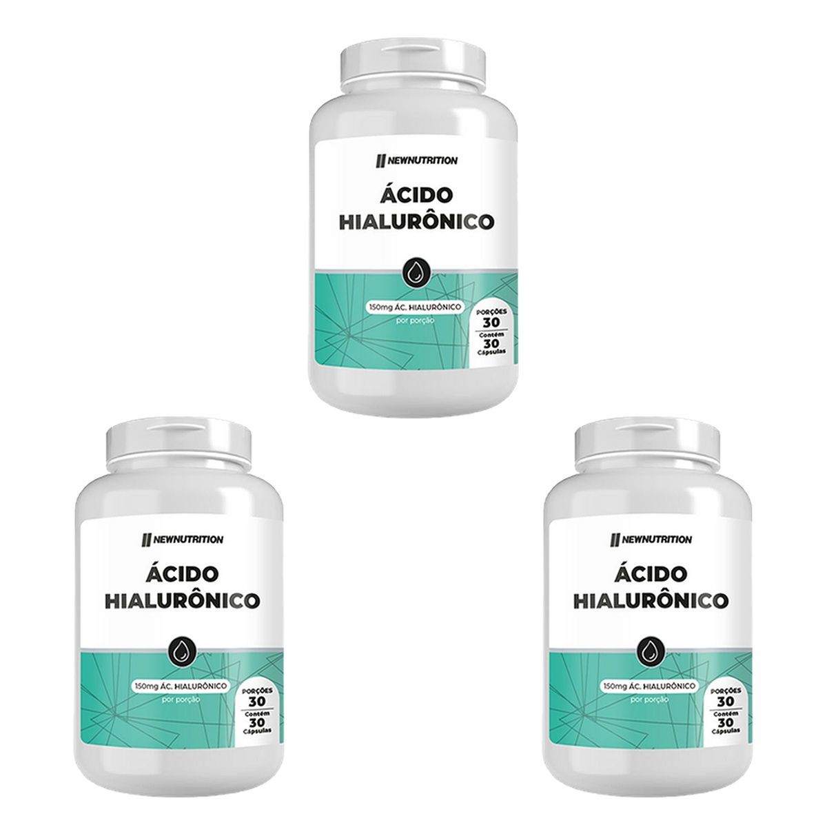 Kit 3X �cido Hialur�nico 150mg - 30 C�psulas - NewNutrition
