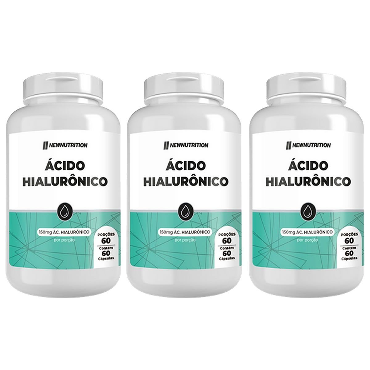 Kit 3X �cido Hialur�nico 150mg - 60 C�psulas - NewNutrition