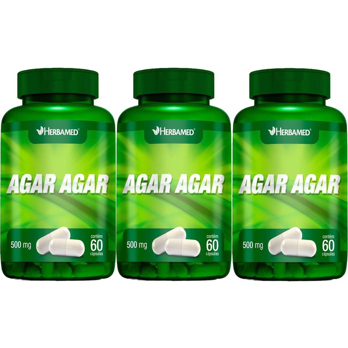 Kit 3X Agar Agar 500mg - 60C�psulas - Herbamed