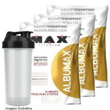 Kit 3X Albumax 500g Morango + Coqueteleira- Max Titanium